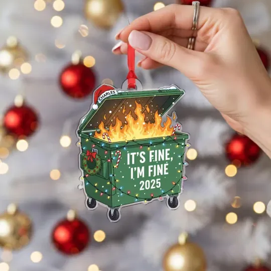 Discover Funny Dumpster Fire Ornament 2025 – Personalized Christmas Tree Decoration