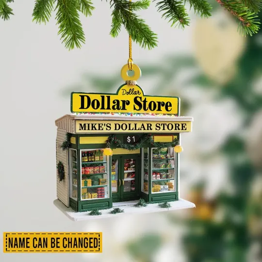 Discover Personalized Dollar Store Ornament, Custom Name 2D Mini Shop Christmas