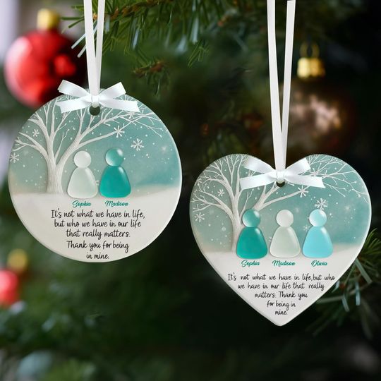 Timeless Friendship Heart Keepsake, Custom Friendship Real Sea Glass Friendship Decor, Friendship Heart for Christmas Tree Hanging Ornaments