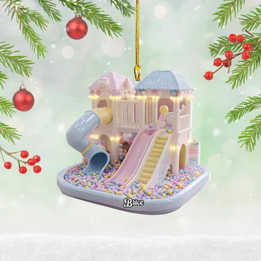 Cute Pastel Playground 2D Ornament, Christmas Tree Decor