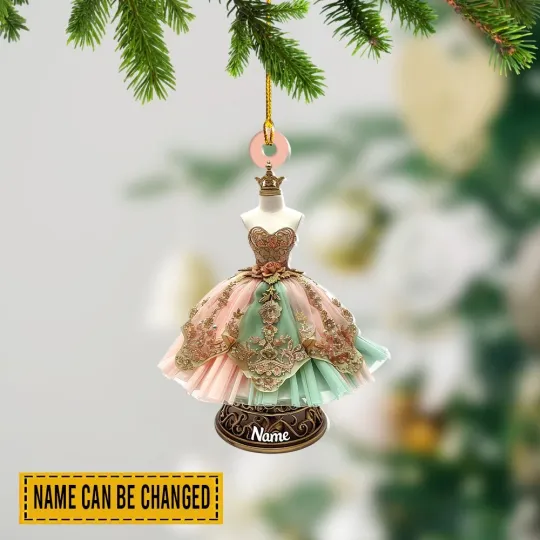 Discover Princess Dress Ornament, 2D Royal Ball Gown Mini