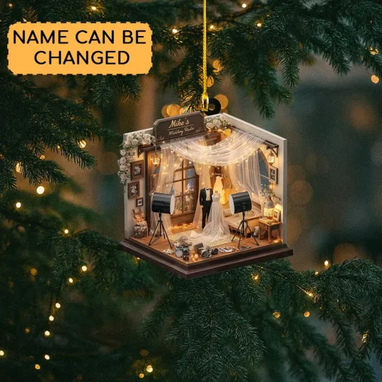Custom Wedding Photo Studio Ornament, Photography Studio
