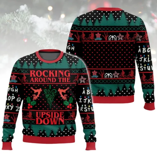 Discover Rocking Around The Upside Down Christmas Ugly Sweater, Upside Down Sweater