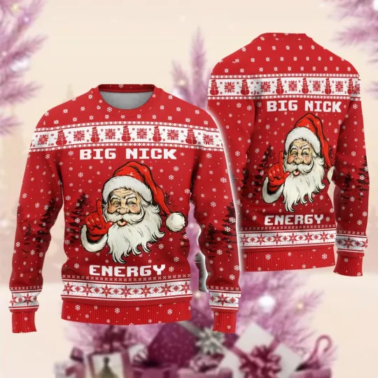Discover Santa Clause Christmas Ugly Sweater, Funny Santa Xmas Sweater, Big Nick Energy