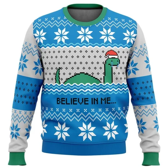 Discover Believe In Me Nessie Ugly Christmas Sweater, The Loch Ness Monster Funny Meme
