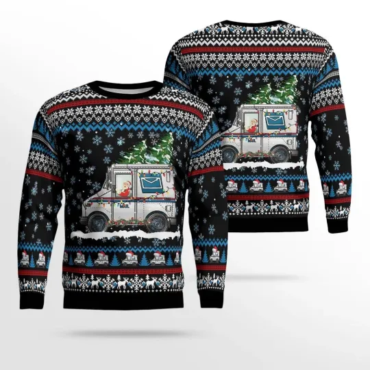 Discover Postal Worker Ugly Christmas Sweater, Funny Mail Carrier Holiday Jumper Festive