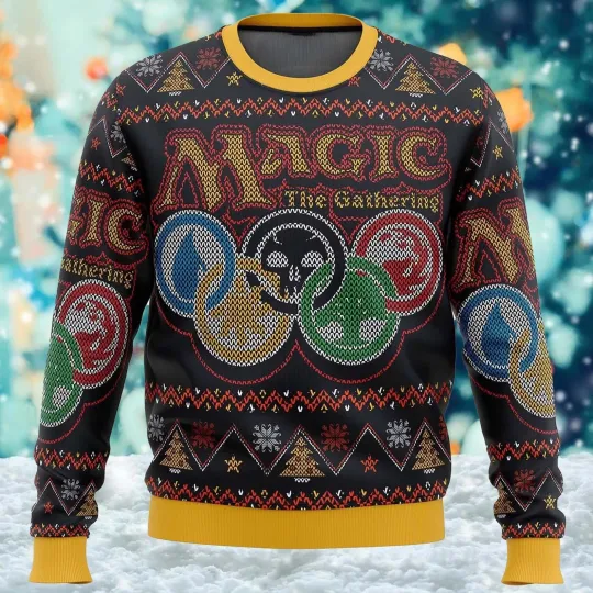 Discover Magic the Gathering Ugly Christmas Sweater, Skull Circle Ugly Xmas Sweatshirt