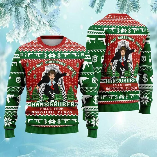 Nakatomi Plaza Ugly Christmas Sweater, Hans Gruber Fall Ugly Sweatshirt