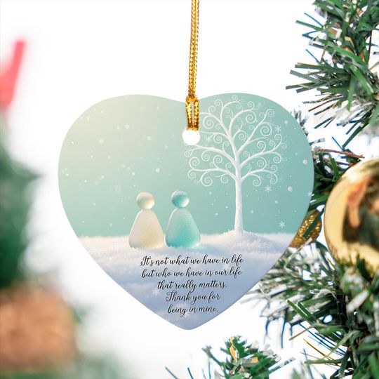 Friendship Sea Glass 2D Ceramic Ornament Friendship Decor Gift, Christmas Tree Decor for Best Friends, Timeless Friendship Christmas