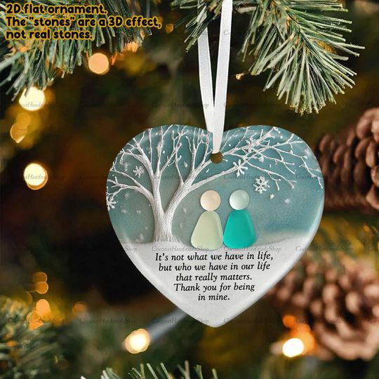 2D Flat Friendship Sea Glass Ornament, Friendship Ceramic Ornament, Best Friends Christmas Gift, Timeless Friendship Ornament 2025