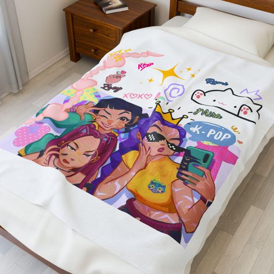 Discover Gift for friends kPop demon hunters blanket, huntrix gift, Personalized Huntrix Fan Gift