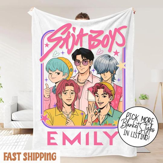 Discover Personalized K-Pop Demon Hunter Blanket  Custom Saja Boys Fantasy Throw