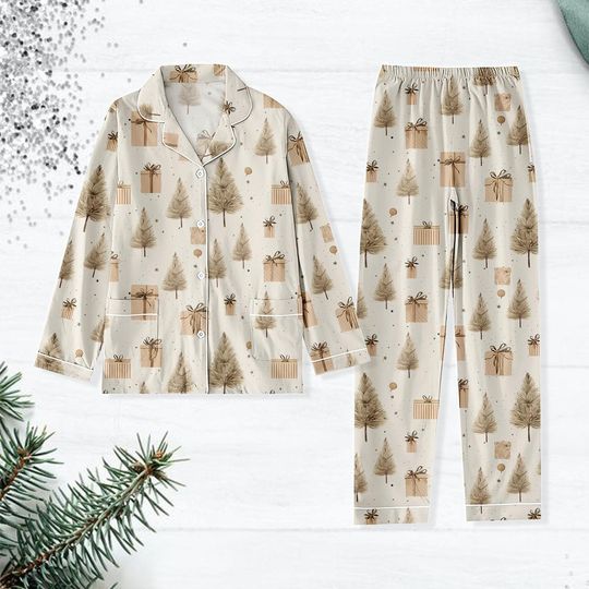 Discover Vintage Christmas Pajamas, Christmas Tree Pajamas Set, Xmas Gift Holiday Pajamas, Xmas Party