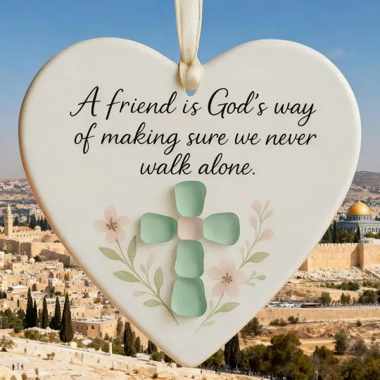 2D Friendship Sea Glass Ceramic Ornament Friendship Decor Gift Decor