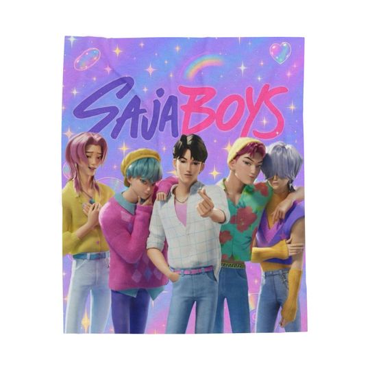 Discover Saja Boys Plush Blanket, Cozy Throw, K-Pop Demon Hunters, Comforting Soft Bedding, Fleece Bedcover, Anime Couch Blanket, Derpy