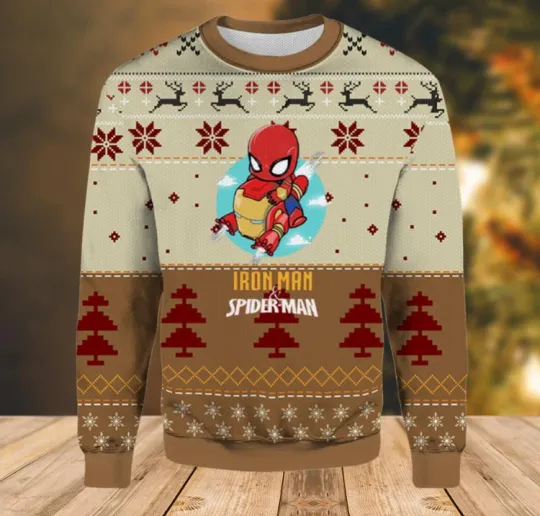Iron Man And Spider Man Ugly Christmas Sweater