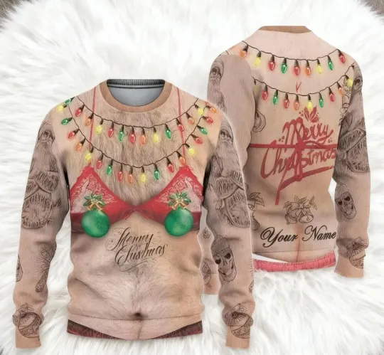 Discover Funny Hairy Chest N Tattoo Ugly Christmas Sweater