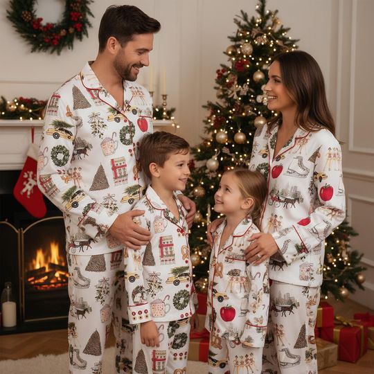 Discover Vintage Christmas Pajama Sets,Fun New York Christmas Pajama Sets,Women's Comfortable Holiday Outfits,The Best Time Pajamas,Christmas Gift