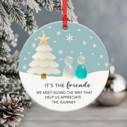 Friend Ornament,Personalized Friends Christmas Ornament,Figures Winter Tree & Snowflakes,Heartfelt Friendship Quote Keepsake,Best Friend
