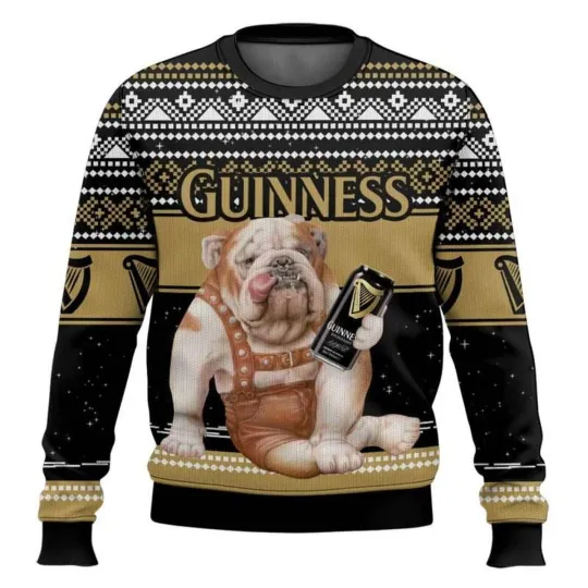 Discover Guinness Bulldog Ugly Christmas Sweater