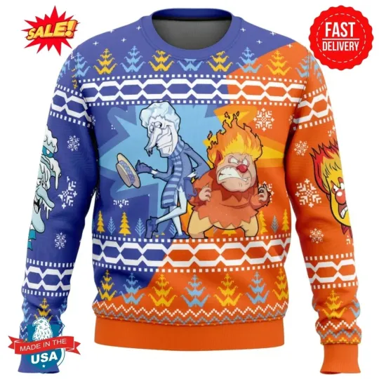 Heat and Snow Miser The Year Without a Santa Claus Ugly Christmas Sweater