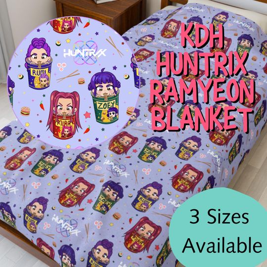 Discover Kpop Demon Hunters Blanket Rumi Mira Zoey Ramyeon Flavors KDH Huntrix Gift for Kpop Fans Kpop Demon Hunter Movie Velveteen Plush Blanket