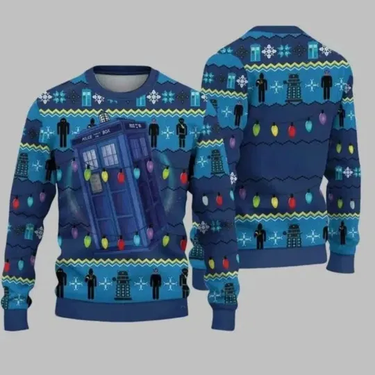 Police Box Christmas Doctor Who Ugly Christmas Sweater