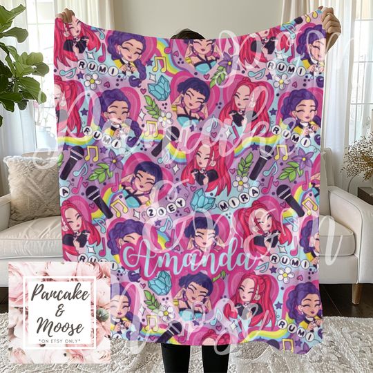 Discover Personalized K-Pop Idol Blanket: Custom Name Velveteen Minky Throw