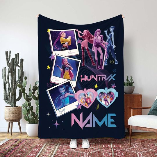 Discover Custom KPop Girl Group Blanket, Rumi Mira Zoey Photo Throw Blanket, Fictional Idol Fan Collage Decor, Character Pop Star Blanket, NVA845