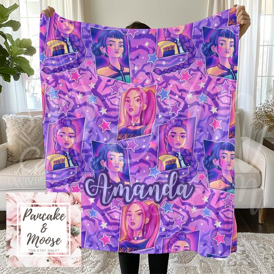 Discover Huntrix Demon Hunters custom Blanket, Personalized Name Throw featuring Mira Rumi and  Zoey