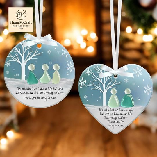 Real Sea Glass Friendship Ornament | Heart & Round Christmas Decoration | Timeless Friendship Keepsake