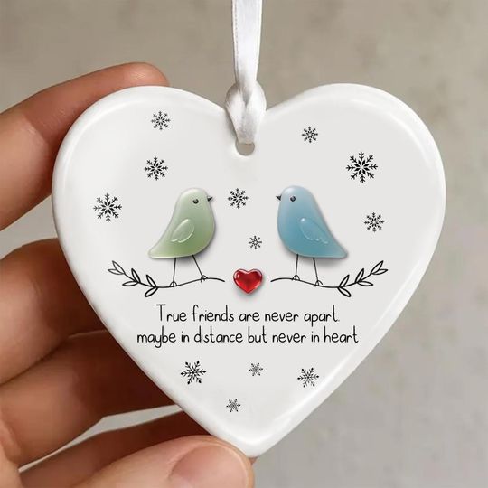 Discover Friendship Ceramic Christmas Ornament 2025, True Friends Never Apart 2D FLAT Sea Glass Ornament: Christmas Keepsake, Neighbor Gift