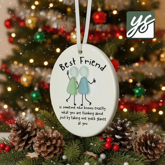 Sea Glass Ceramic Ornament, Best Friend Christmas Gift