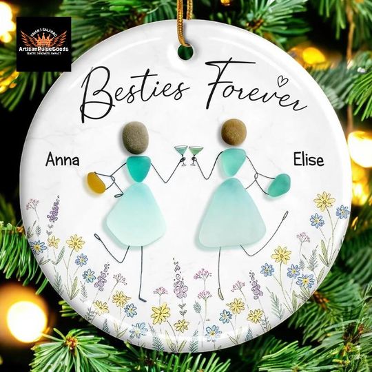 Discover 2D Custom Friendship Sea Glass Ceramic Ornament, Besties Christmas Gift, Personalized Best Friend Ornament, Timeless Friendship Decor 2025