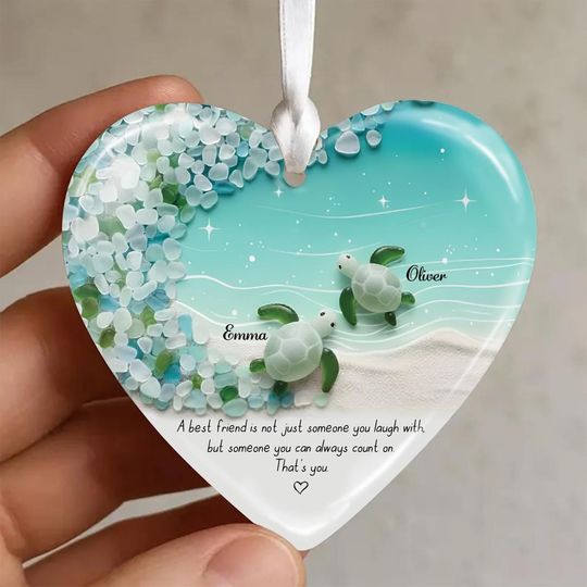 Discover Sea Glass Turtle Friendship Ornament, A Best Friend is Not Just Someone You Laugh With Gift, BFF Soul Sister True Friend Keepsake