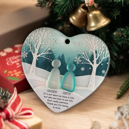 Custom Sea Glass Friendship Ornament, Timeless Friendship Ceramic Keepsake, Christmas Tree Hanging Gift, Best Friend Gift