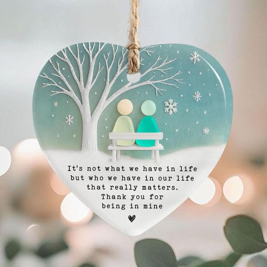 Discover Custom Friendship Sea Glass 2 Layered Ceramic Ornament Christmas Decor Gift, Christmas Tree Decor for Best Friends, Timeless Friendship Gift