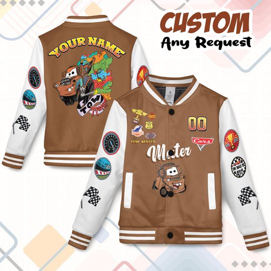 Discover Custom Sally Disney Car Characters Collection Kids Youth Baseball Jacket, Car Varsity Baseball Jacket, Disneyland MCqueen Jacket