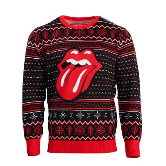 Rolling Stones Lips Tongue Logo Ugly Christmas Sweater
