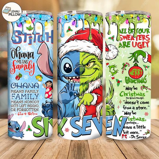 Discover Six Seven Funny Meme Christmas Hands 20 oz Skinny Tumbler Sublimation Design  , Trendy Christmas 2025  , Funny Green Guy Design