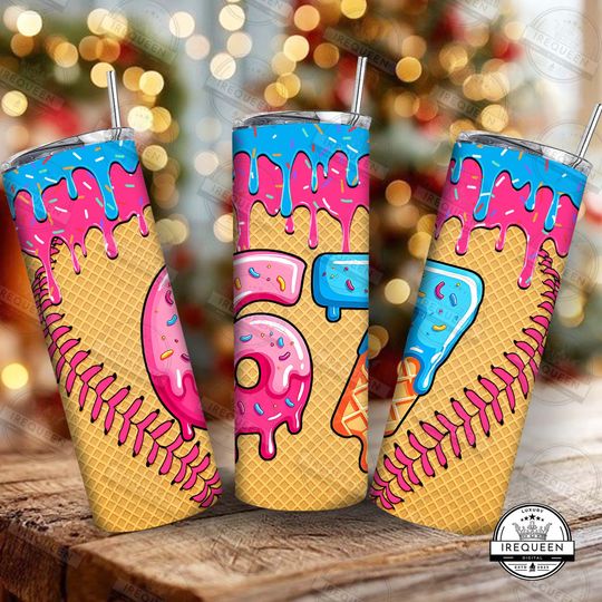 Discover Funny Six Seven Meme Christmas 20oz Tumbler Wrap  , Trendy  Xmas 6 7 Tumbler Design, 6 7 Ice Cream Drip Tumbler