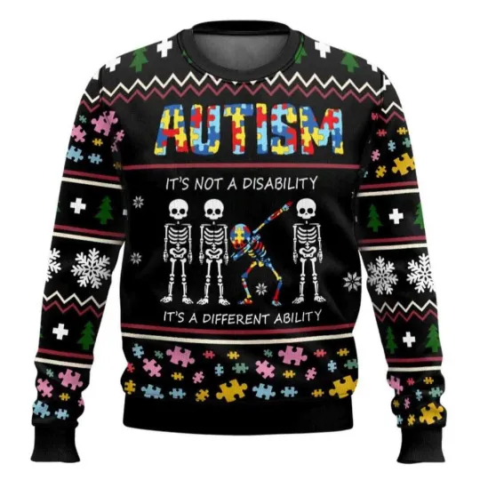 Discover Autism Is Not Disability Ugly Christmas Sweater