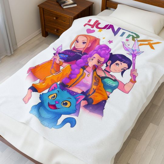 Discover Velveteen Plush Blanket - K Pop Demon Hunters Throw, Soft Korean Pop Music Fan Bedspread, Cozy Anime Blankie, Unique Gift for Kpop Lovers,