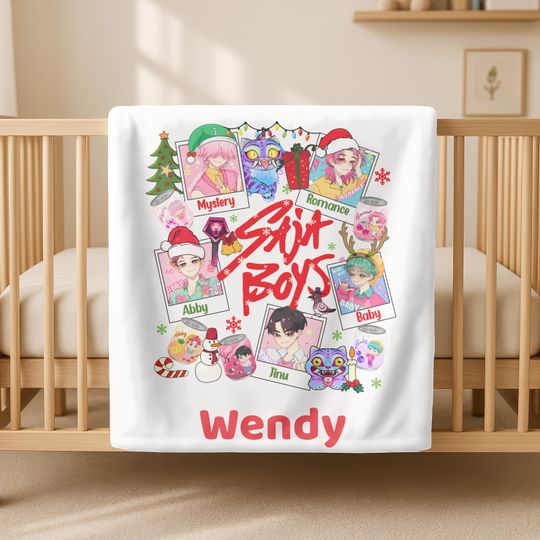 Personalized Christmas Saja Blanket,Cozy Kid Name Blanket,Gift for Huntrix Fans,Personalized Blanket with Boys,Holiday Home Decor,Kpop Demon