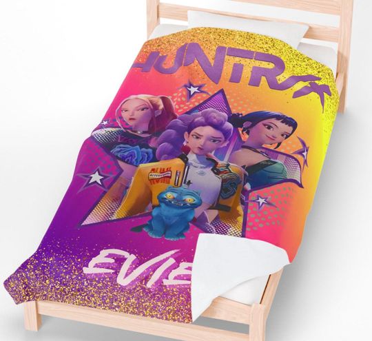 Discover Personalized Name KPop Demon Huntrix Blanket, Velveteen Plush Blanket,  Personalized Name Anime Throw Blanket, Huntrix Blanket