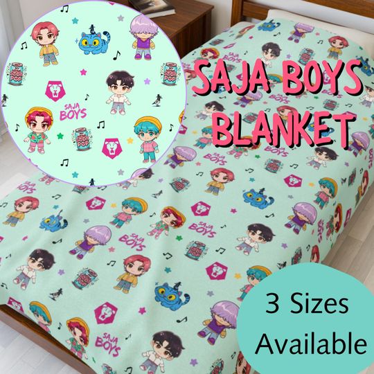 Discover Kpop Demon Hunters Saja Boys Blanket  KDH Couch Throw Gift for KPDH Fan Cozy Blanket with Soda Pop and Saja Boys Logo