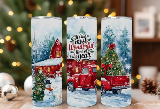 Discover Most Wonderful Time of the Year Tumbler, Red Christmas Truck Tumbler, Snowman Tumbler, Christmas Cup, Christmas Tree Tumbler, Christmas Gift