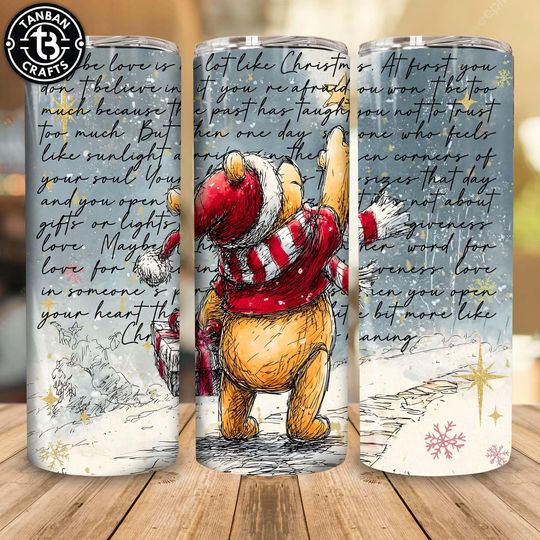 Discover Its The Most Wonderful Time Of The Year Cartoon Bear Christmas Tumbler Wrap  , Cartoon Character Christmas 20oz Skinny Tumbler Wrap