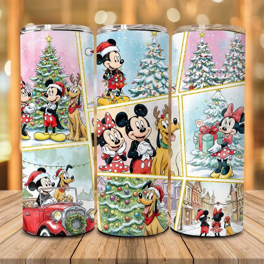 Discover Cartoon Christmas 20oz Skinny Tumbler  , Love Feels Like the Holidays Tumbler Wrap  , Mouse And Friends Xmas Tumbler Sublimation Design