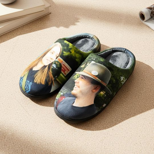 Discover Personalized Couple Photo Slippers, Custom His and Hers Gift for Christmas or Anniversary